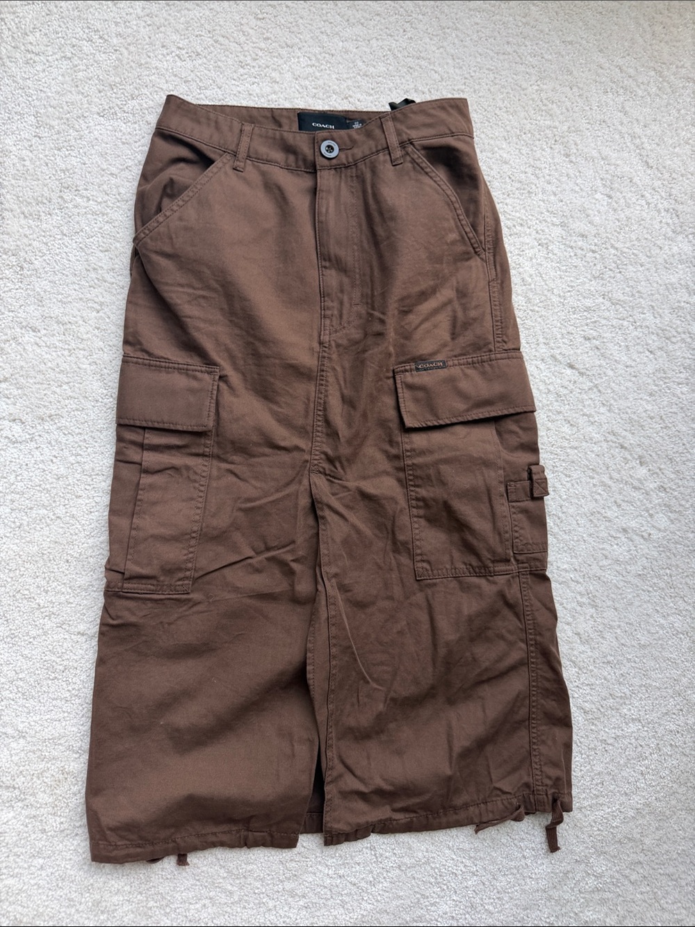 Coach Brown Cargo Midi Skirt